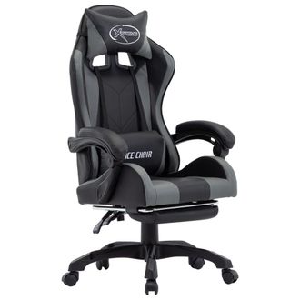 vidaXL Vidaxl - Sedia Da Gaming Con Poggiapiedi Grigia E Nera In Similpelle