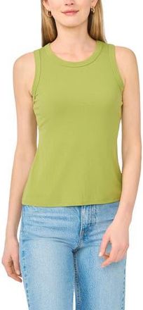 Halogen Fitted Ribbed Tank Top in Olympia Green at Nordstrom Rack, Size X-Large