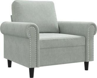vidaXL Sillón de terciopelo gris claro 60 cm Vidaxl