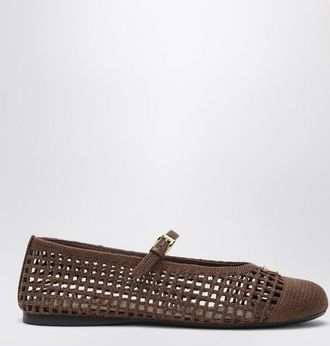 Prada Cocoa-colored crochet knit ballerina flats