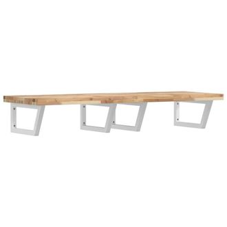 Berkfield Home Basin Shelf Wall Mounted Steel & Solid Wood Acacia in Brown