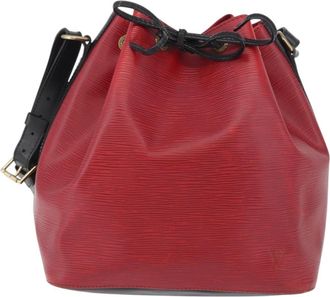 Louis Vuitton Petit Noe Monogram Canvas Red Leather Handbag (Pre-Owned)
