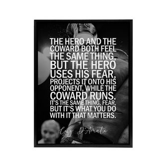 Artery8 Boxing Manager Cus DAmato Sport Quote Framed Canvas Wall Art Print in Grey | Size: W24 x H32