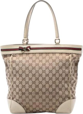Gucci Pre-owned Mayfair Tote Bag - Dames - Vintage Shopper - Beige - ONE Size - Leer - Vintage