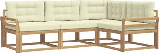 vidaXL Conjunto De Sof&aacute;s De Exterior 3 Uds. Blanco Y Crema Poli&eacute;ster Vidaxl