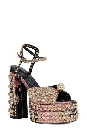 Azalea Wang Hananiah Studded Platform Sandal in Black Multi at Nordstrom, Size 7.5