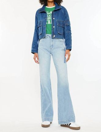 Kancan Wide Leg Flare Jeans In Light Wash