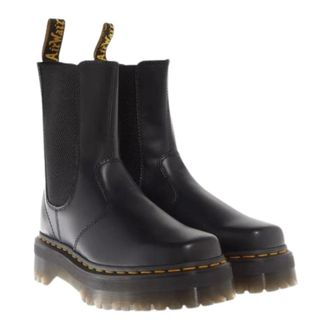 Dr. Martens Schoenen, Dames, Zwart, 40 EU, Leer, Quad Squared Zwarte Lederen Boots