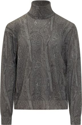 Etro Grey Paisley Regular Sweaters