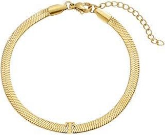 Adornia 18k Gold Plated Initial Herringbone Chain Bracelet in Gold-T at Nordstrom Rack