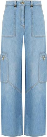 Elisabetta Franchi Cargo Jeans met ritssluiting zakken - Dames - Loose Fit Jeans - Blauw - W28 - Katoen - Jeans