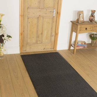 Runrug Hallway Runner Rug - Non-Slip, Hardwearing, 5mm - Leyla in Black | Size: 90 cm x 240 cm