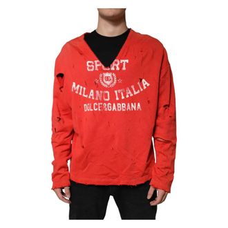 Dolce & Gabbana Heren, Sweatshirts & Hoodies, Rood, Maat: 2XL Katoen
