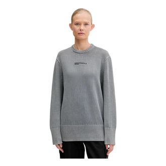 Karl Lagerfeld Ronde hals sweater van katoen - Dames - Ronde hals truien - Grijs - XS - Katoen - Truien & Vesten