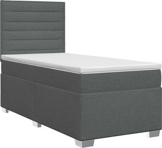 vidaXL Cama Box Spring Con Colch&oacute;n Gris Oscuro Individual Tela Vidaxl