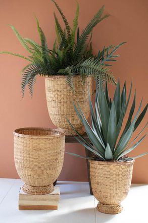 Kalalou Set Of Three Split Cane Baskets