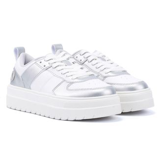 HUGO BOSS Hugo Lyssa Tennis WoMens White/Silver Trainers Synthetic Leather - Size UK 5