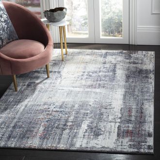 Safavieh Monray Machine Made Area rug, Charcoal / Ivory Contemporary Style Easy Care