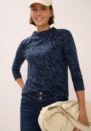 Cecil 3/4-Arm-Shirt CECIL, Damen, Gr. M (40), blau (urban dunkelblau), Jersey, Obermaterial: 48% Baumwolle, 48% Modal, 4% Elasthan, animal-print, normal h&uuml;f