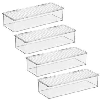 iDesign Stackable Hinged-Lid Pantry Storage Box - Set of 4 - Clear at Nordstrom