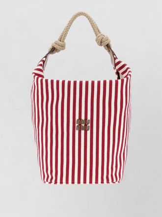 Miu Miu canvas bucket bag striped pattern rope handle