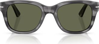 Persol 55mm Polarized Square Sunglasses in Stripped Grey/green Polar at Nordstrom