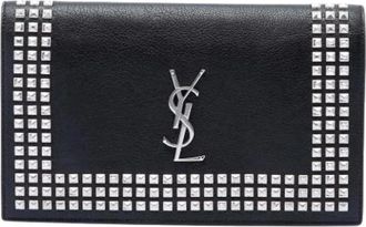 Saint Laurent Pre-owned Studded Leather Clutch - Dames - Vintage Clutch - Zwart - ONE Size - Leer - Vintage