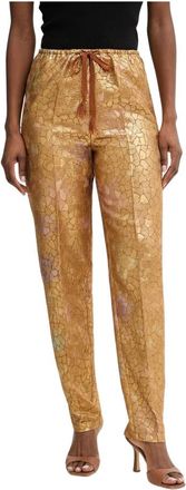 Forte_Forte Les Folies Straight Broeken - Dames - Straight fit broeken - Geel - S - Polyester - Broeken