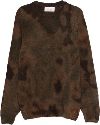 Original Vintage Truien & Vesten, Heren, Bruin, L, Girocollo Hand-Dyed Tie-Dye Crewneck
