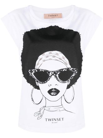 Twin-Set T-shirt met grafische print - Wit