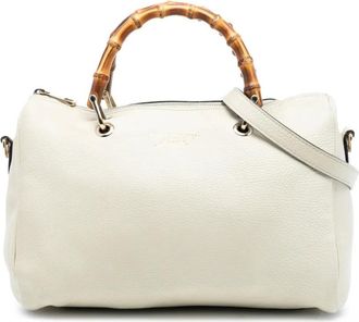 Gucci Borsa shopper Boston media in pelle di vitello e bamb&ugrave; 2016-2025 - Bianco