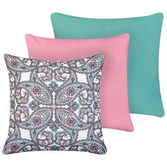 Beliani Beliani - Conjunto De 3 Cojines De Exterior Accesorios De Jard&iacute;n Multicolor Tide