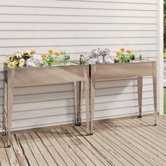 Berkfield Home Garden Planters 2 pcs Galvanised Steel in Silver