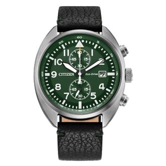 Citizen Chronograph Eco-Drive Green Dial Mens Watch CA7041-07X