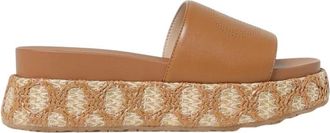 Liu Jo Raffia Platform Slide Sandalen - Dames - Sandalen - Bruin - 40 EU - Leer - Schoenen
