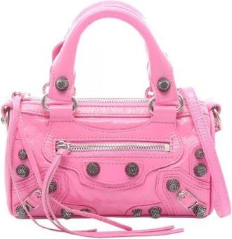 Balenciaga Pre-owned Le Cagole Nano Duffle leren handtas - Dames - Vintage Mini Tas - Roze - ONE Size - Leer - Vintage