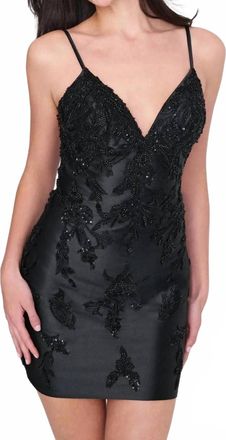 Faviana Mini Satin Dress In Black