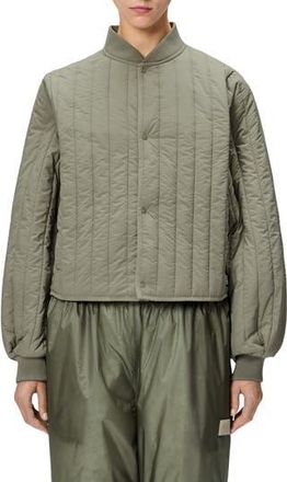 Rains Banja Water Resistant Channel Quilted Bomber Jacket in Drift at Nordstrom Rack, Size X-Large