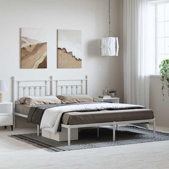 vidaXL Estructura Cama Sin Colch&oacute;n Con Cabecero Metal Blanco 183x213cm Vidaxl