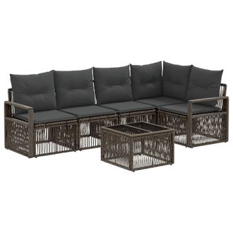 vidaXL Conjunto De Sof&aacute;s De Jard&iacute;n 6 Pcs Gris Rat&aacute;n Sint&eacute;tico Vidaxl