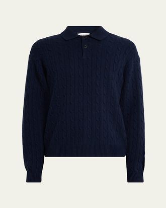 Frame Denim Mens Wool and Cashmere Cable Polo Sweater