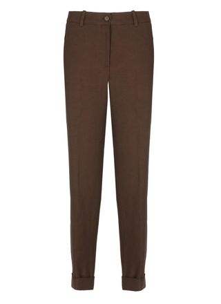 P.A.R.O.S.H. Brown Raisa26 Linen-Blend Chino Pants