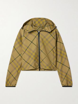 Burberry Giacca Cropped In Twill A Quadri Con Cappuccio - Giallo