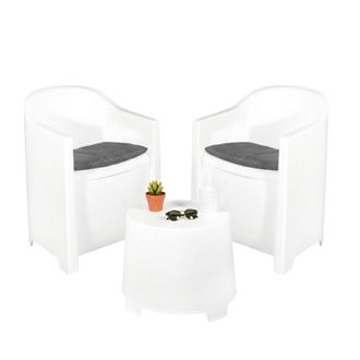 Dmora Set De Sala De Exterior Artax, Sof&aacute; Para 2 Personas, Mesa Made In Italy, Blanco