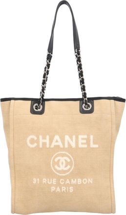 Chanel Beige Canvas Tote Bag (Pre-Owned)