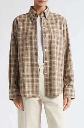 R&oacute;he Oxford Boucl&eacute; Check Button-Down Shirt in Boucle Check at Nordstrom, Size 38