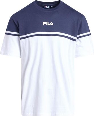 Fila T-Shirt White/Navy Man Print, Marine, L