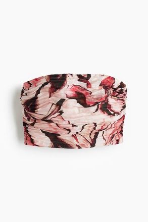 H&M Cropped Bandeau Top in Light Pink/floral at Nordstrom, Size X-Large