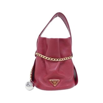 Prada Pre-owned Nappa Schoudertas - Dames - Pre-owned - Rood - Maat: ONE Size Leer