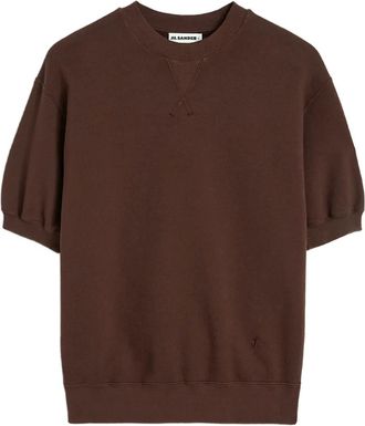 Jil Sander T-shirt in felpa di cotone - Marrone